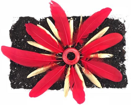 flower image made from feathers